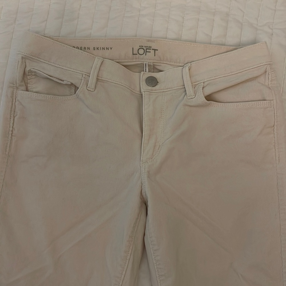 LOFT cream chords with ankle zip